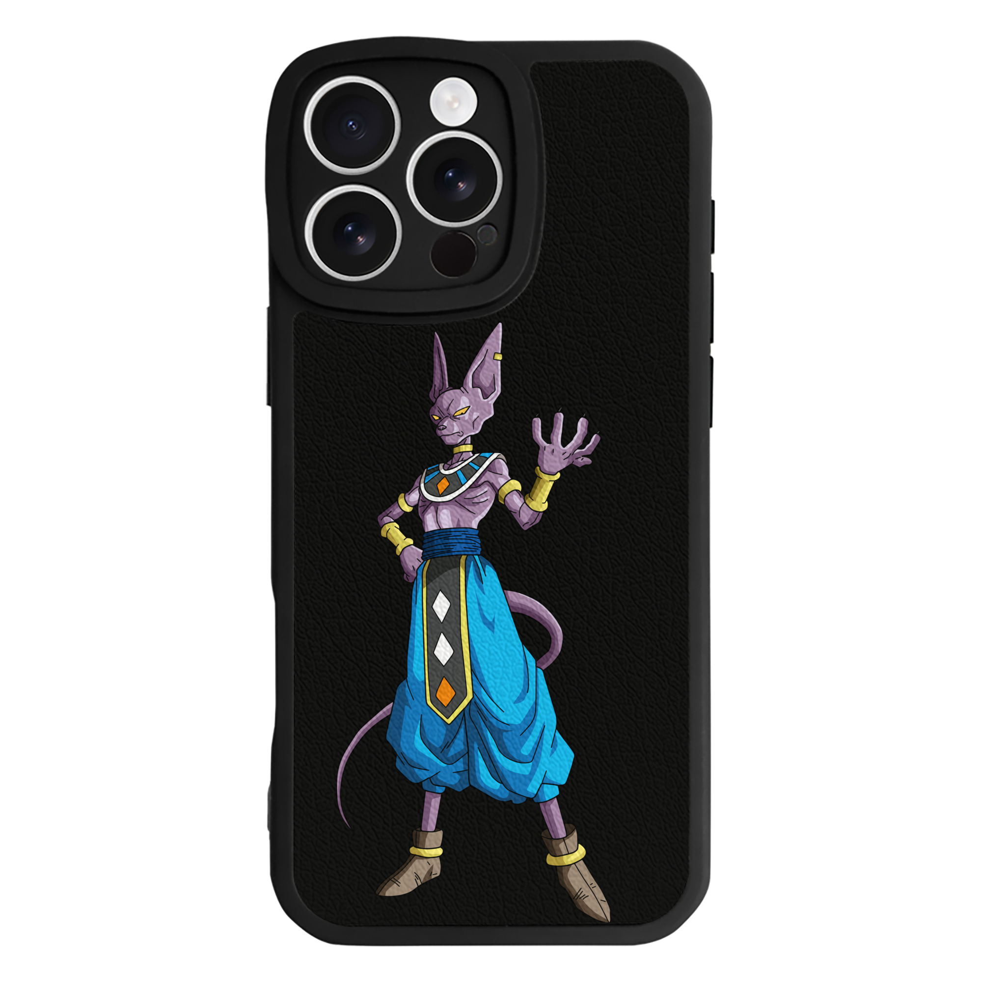 （画像用） ドラゴンボール ビルス 破壊神ビルス DRAGON BALL Beerus Birusu 【iPhone 16シリーズ対応】シリコンスマホケース（レザー調） 材質：シリコン